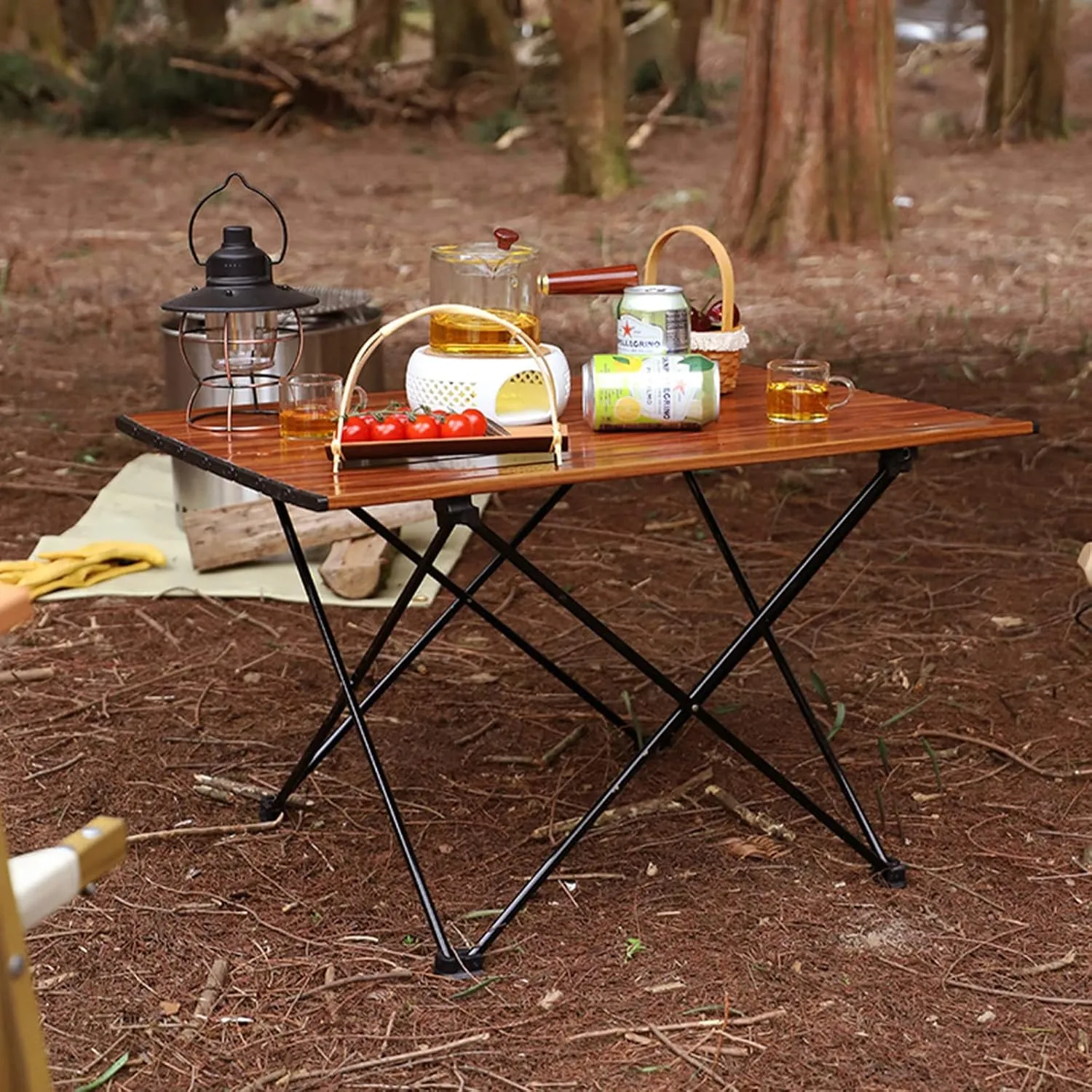 Portable Camping Table Compact Folding Table Ultra-Light Leisure Beach Table Stable and Comfortable Furniture for Hike Travel Fishing,Brown,S(Length41cm)