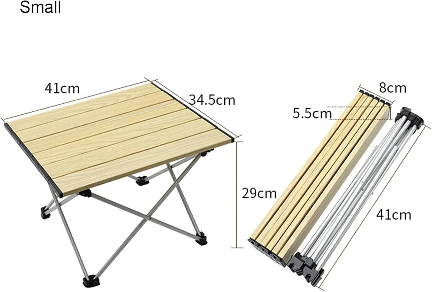 Portable Camping Table Compact Folding Table Ultra-Light Leisure Beach Table Stable and Comfortable Furniture for Hike Travel Fishing,Brown,S(Length41cm)
