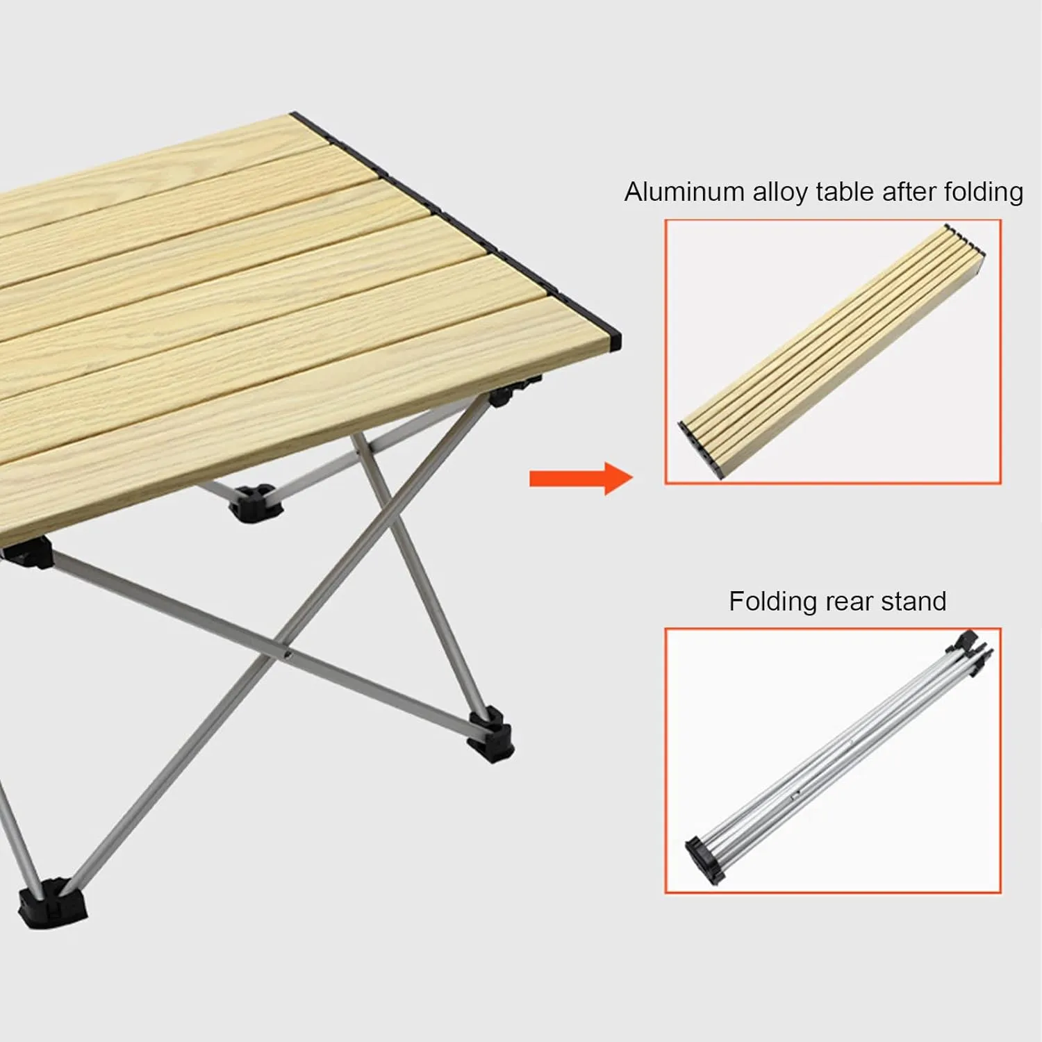 Portable Camping Table Compact Folding Table Ultra-Light Leisure Beach Table Stable and Comfortable Furniture for Hike Travel Fishing,Brown,S(Length41cm)