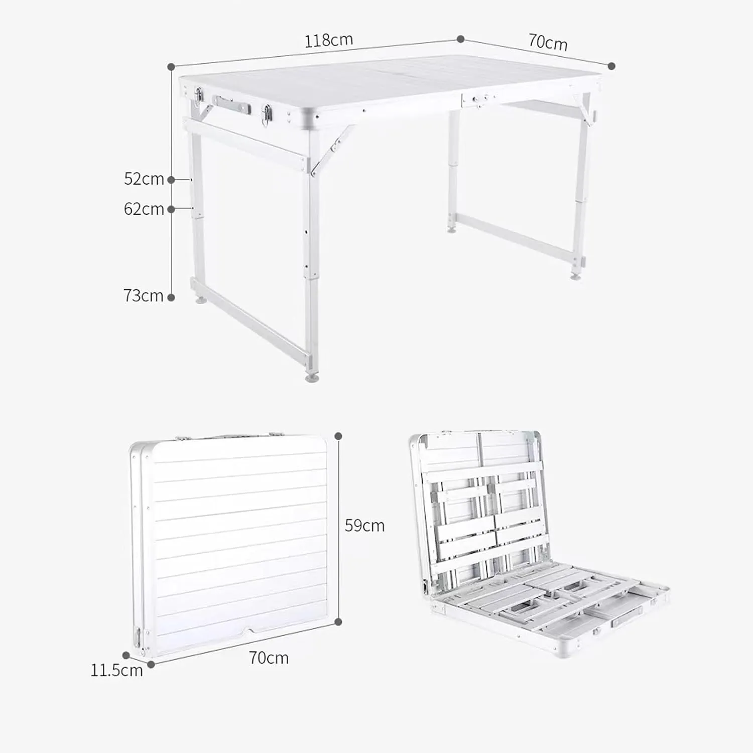Portable Camping Table for 4 Camping, Folding Camping Table with Chairs Outdoor Folding Table Adjustable Height in 3 Levels for Outside Indoor Garden Backyard Use(Natural)