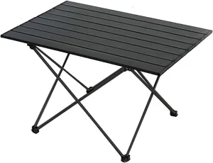 Portable Camping Table, Light Folding Table with Aluminum Table Top and Carrying Bag, for Outdoor, Picnic, Beach, Hiking, Fishing, Black (Size : 40cm)