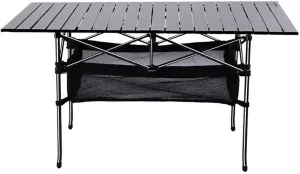 Portable Camping Table with Mesh Pocket and Carrying Bags Folding Aluminum Roll Up Table Outdoor Hiking Picnic Fishing Side Table