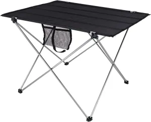 Portable Camping Table with Side Pockets Compact with Carrying Bag Ultralight Aluminum Beach Folding for Hiking Picnicking BBQ Leisure Dining
