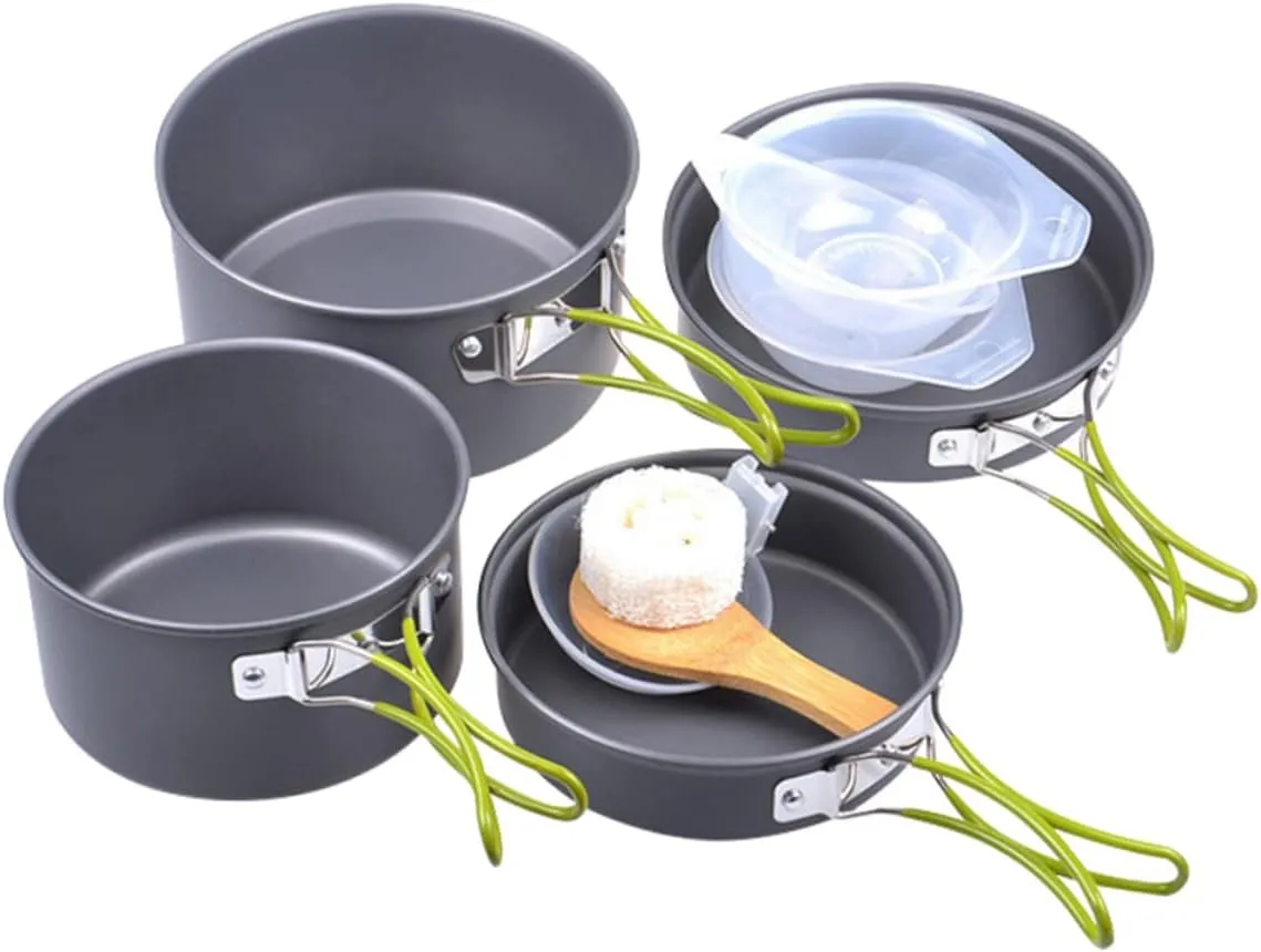 Portable Cooking Kits for Outdoor Use Skillet Camping Kitchenware Set Kettle Pot Pan