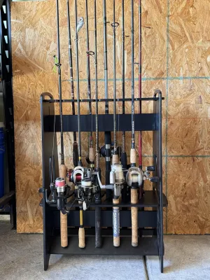 Portable Fishing Rod Holder - Holds 10 Rods, Waterproof, Durable & Lightweight, Quick Assembly for Easy Setup, Perfect for Shore, Garage, or Travel
