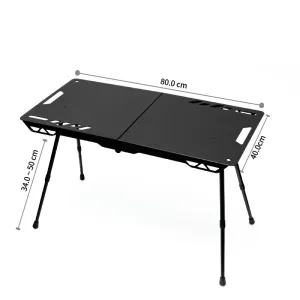 Portable Foldable IGT Table | Lightweight Aluminum Alloy Tactical Camping BBQ Table | Black