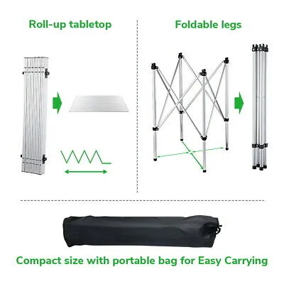 Portable Folding Aluminum Table Outdoor Camping Picnic Desk With Carry Bag