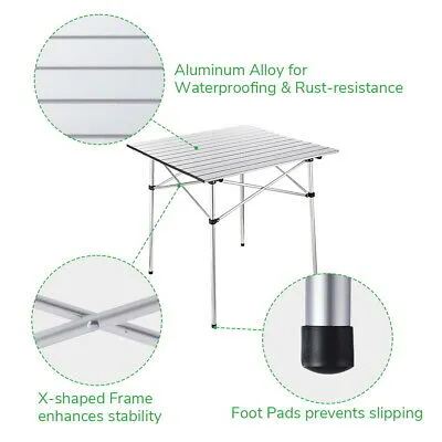 Portable Folding Aluminum Table Outdoor Camping Picnic Desk With Carry Bag