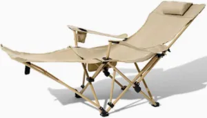 Portable Folding Camping Chair with Adjustable Reclining Back, Headrest & Footrest, Heavy-Duty Lounge Chair for Adults, Includes Storage Bag, Supports 280lbs