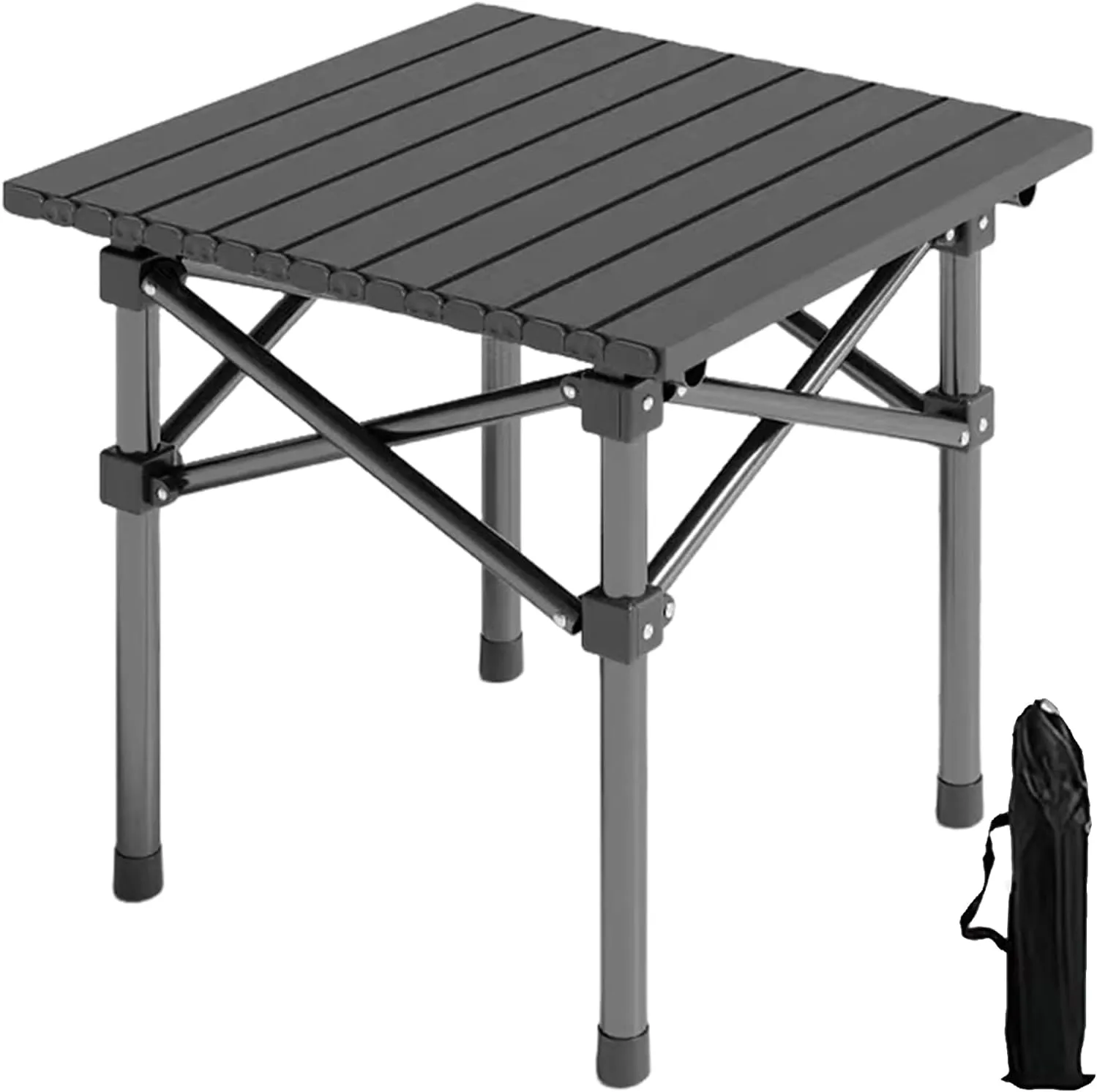 Portable Folding Camping Table for 2-4 Persons, Small Aluminum Camping Table with Carrying Bag, Prefect for Outdoor, Picnic, BBQ, Cooking, Festival Black