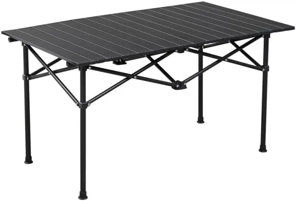 Portable Folding Camping Table, Ultralight Collapsible Table Outdoor Camp Table for Travel Hiking Backyard BBQ Party, Black (120 * 55 * 50cm)