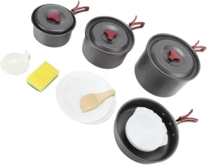 Portable Folding Pot Set for Camping 4-5 Person Outdoor Cooking Kit Non-Stick Cookware