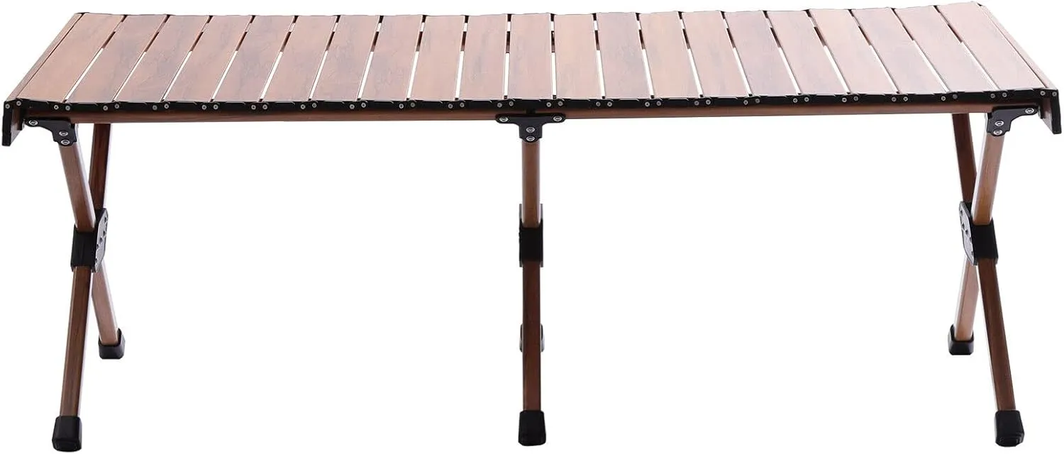 Portable Folding Stool, Simple Outdoor Camping Ultralight Aluminum Lightweight Compact Roll Up Picnic Table, with Storage Bag, for Picnic BBQ Backyard Beach Black
