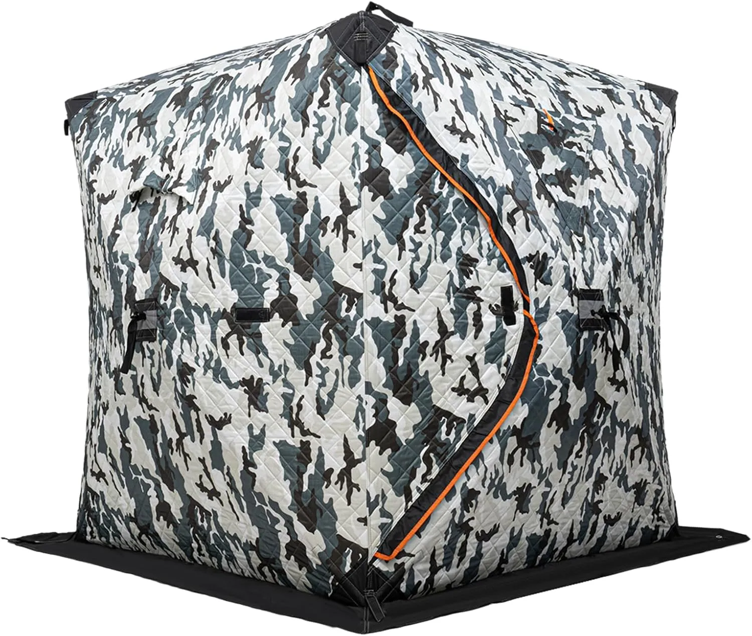 Portable Ice Fishing Tent, 3-Person Shelter With Windproof Fabric Strips, Protect Against Water/Cold Wind, 35 Square Feet Insulated Area for Winter Fishing (Camo)