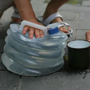 Portable Outdoor Camping Bucket Collapsible Water Carrier Container 15L White