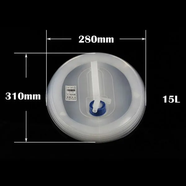 Portable Outdoor Camping Bucket Collapsible Water Carrier Container 15L White