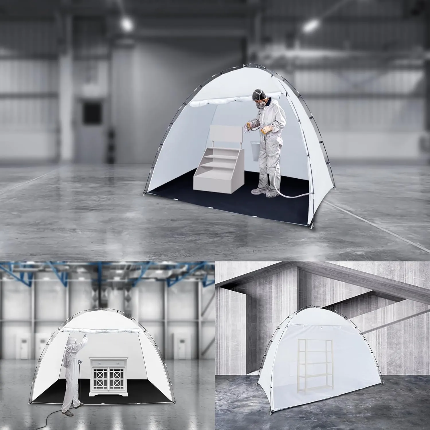 Portable Paint Booth Tent, Siebwin 10(L) x6(W) x6.5(H) ft Larger Spray Paint Tent with Built-in Floor & Mesh Screen & Windproof Hooks for Furniture DIY Hobby Tool Spray Paint Shelter