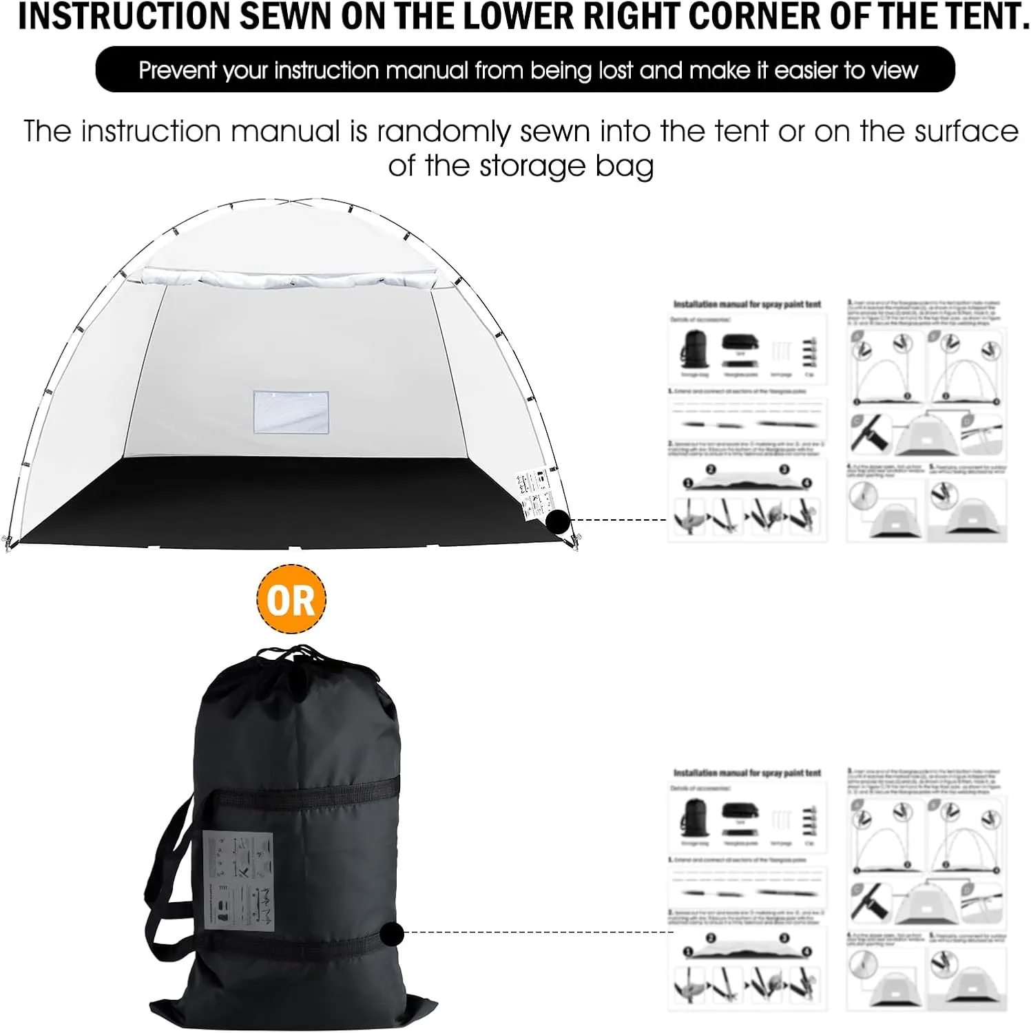 Portable Paint Booth Tent, Siebwin 10(L) x6(W) x6.5(H) ft Larger Spray Paint Tent with Built-in Floor & Mesh Screen & Windproof Hooks for Furniture DIY Hobby Tool Spray Paint Shelter