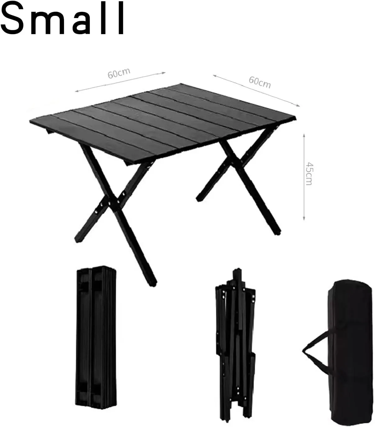 Portable Picnic Table, Folding Camping Table Picnic Table with Carry Bag, Wooden Picnic Table Foldable, Adjustable Height Roll Up Folding Wooden Table Indoor Outdoor Camping, BBQ