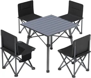 Portable Picnic Table, Folding Roll Up Camping Travel Table and Chair 5PCS Set with Carry Bag