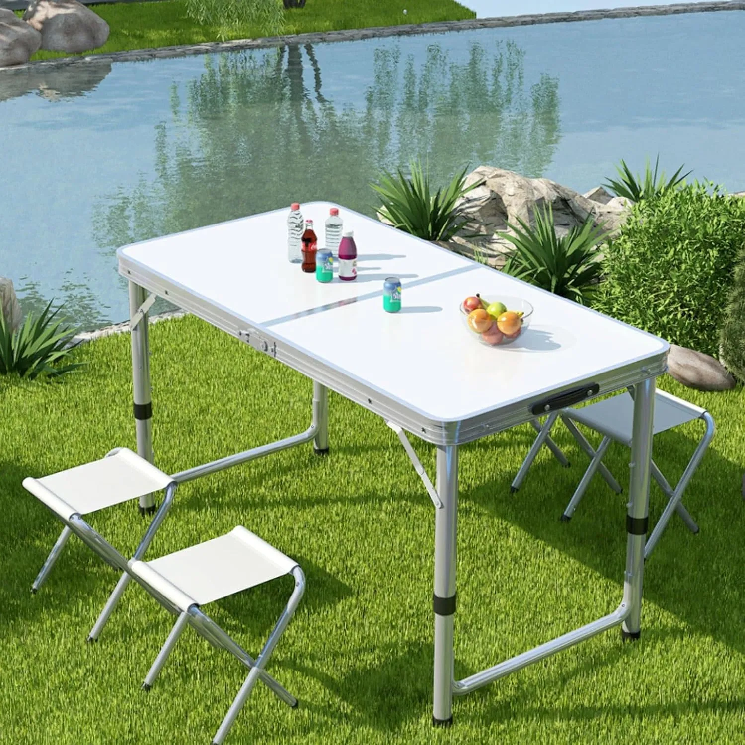 Portable Picnic Tables,Folding Kitchen Work Top Table,Heavy Duty Trestle for Party,Dinner,Buffet,Outdoor Garden,Camping Table,Lightweight Compact Table,Adjustable Height,Camping Accessories ( Size : S