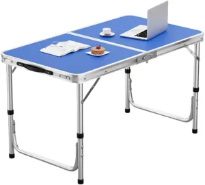 Portable Picnic Tables,Folding Kitchen Work Top Table,Heavy Duty Trestle for Party,Dinner,Buffet,Outdoor Garden,Camping Table,Lightweight Compact Table,Adjustable Height,Camping Accessories ( Size : S