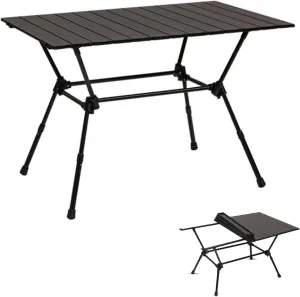 Portable Roll Up Picnic Table, Folding Table with Adjustable Height, Lightweight Camping Table for Outdoor Indoor Travel