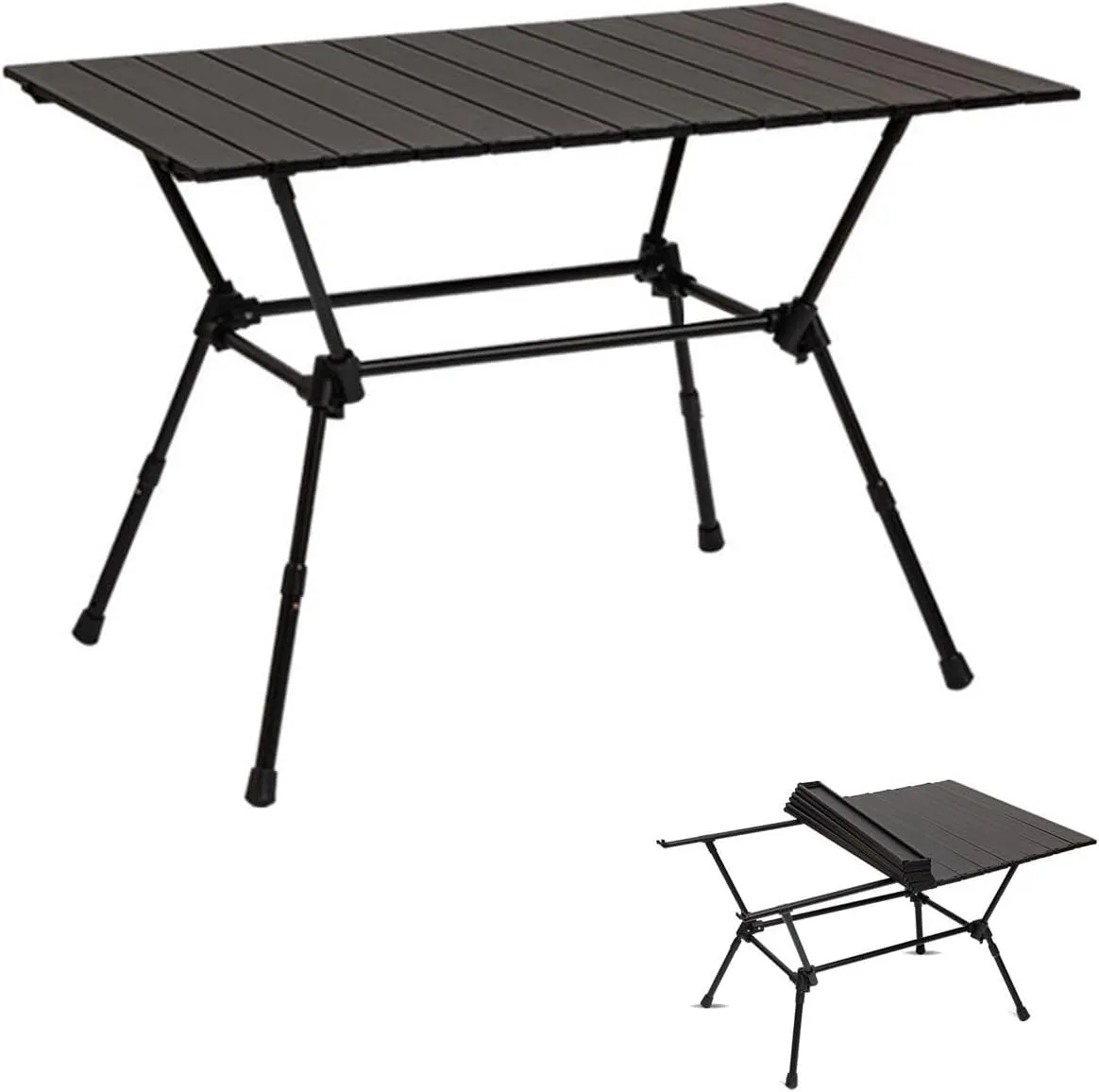 Portable Roll Up Picnic Table, Folding Table with Adjustable Height, Lightweight Camping Table for Outdoor Indoor Travel