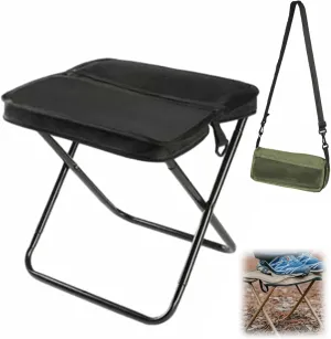 Portable Stool for Mountaineering and Hiking, 2025 New Lightweight Foldable Stool with Carrying Bag, Outdoor Footstool for Picnic Hiking Fishing (Black, Large)