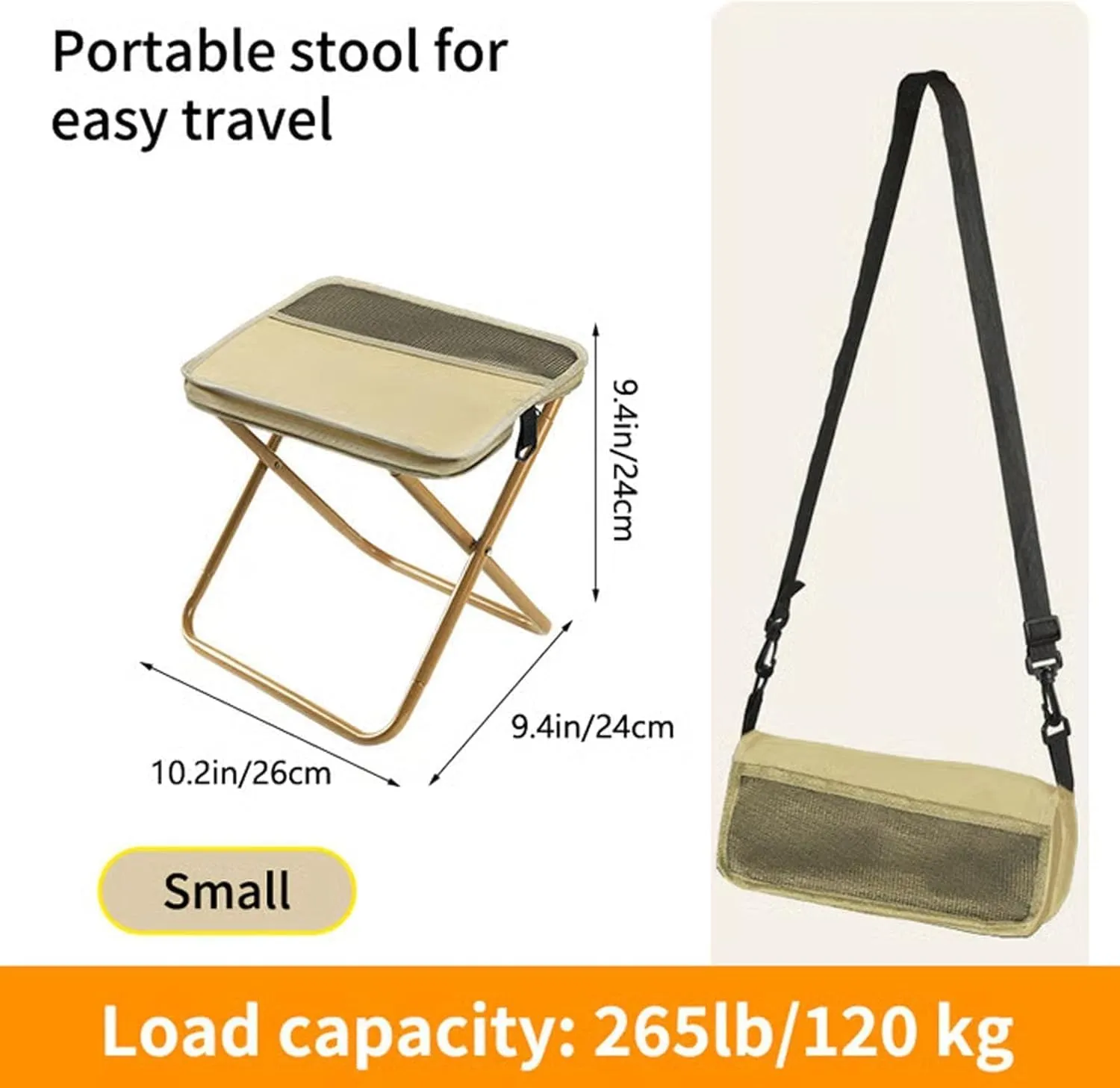 Portable Stool for Mountaineering and Hiking, 2025 New Lightweight Foldable Stool with Carrying Bag, Outdoor Footstool for Picnic Hiking Fishing (Black, Large)