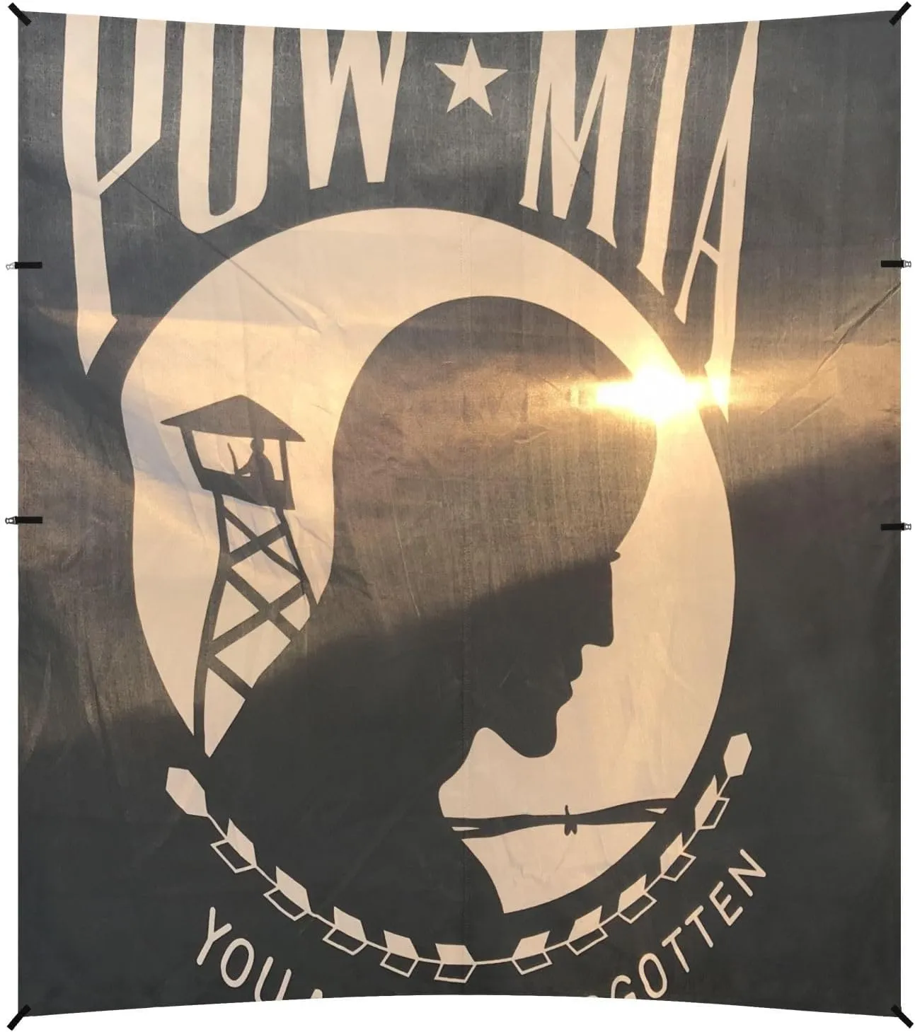 Pow Mia Flag Black Foldable Beach Canopy UPF50  Water-Resistant Outdoor Sun Shade with Sturdy Poles, Sandbags and Shovel for Camping Trips, Fishing, Backyard Fun or Picnics