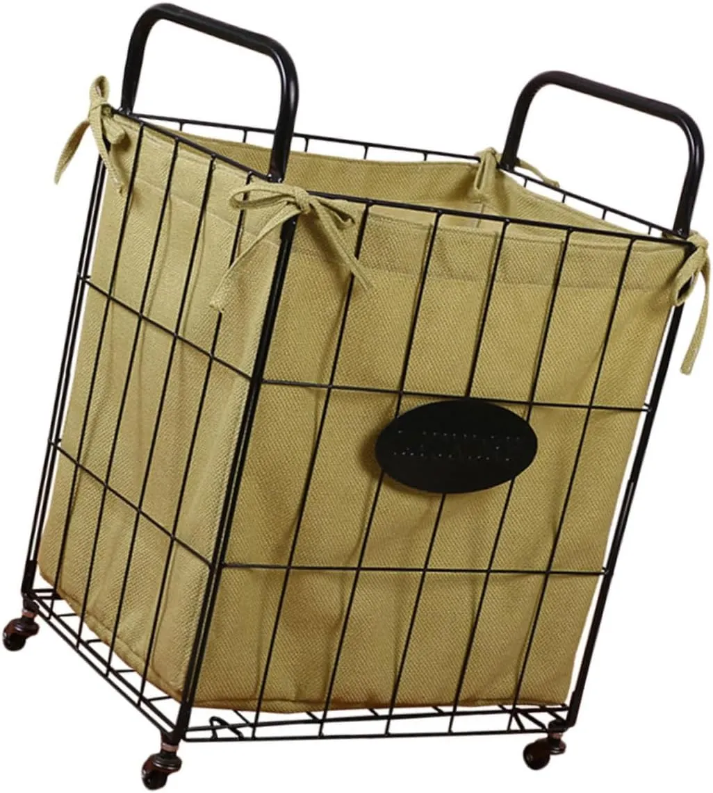 Practical Iron Material Storage Basket Wheels Versatile for Bathroom Bedroom Living Room Dorm