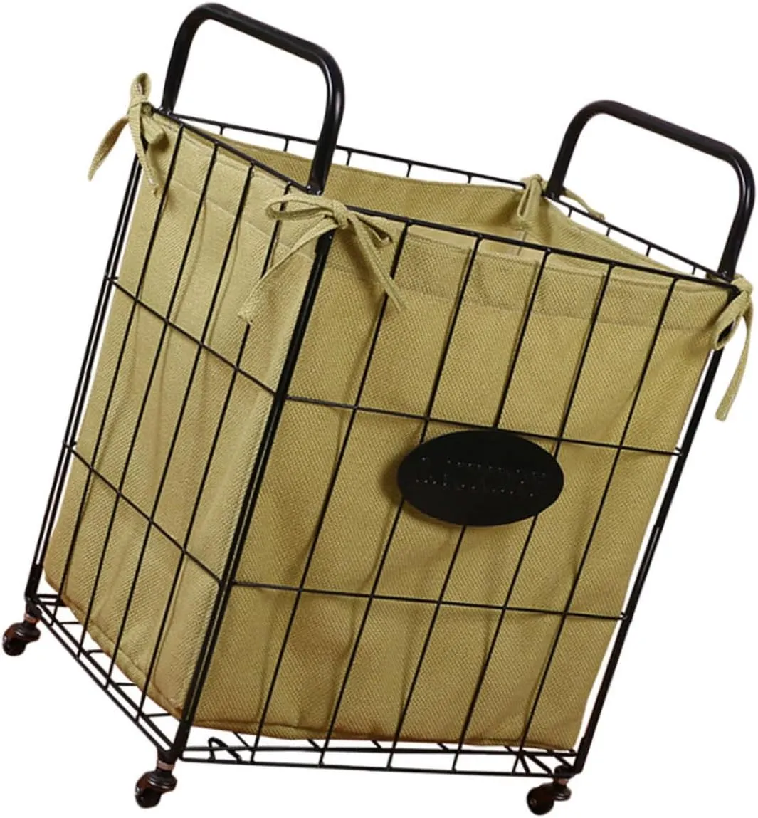 Practical Iron Storage Basket Wheels Mobile Household Container Home Organization