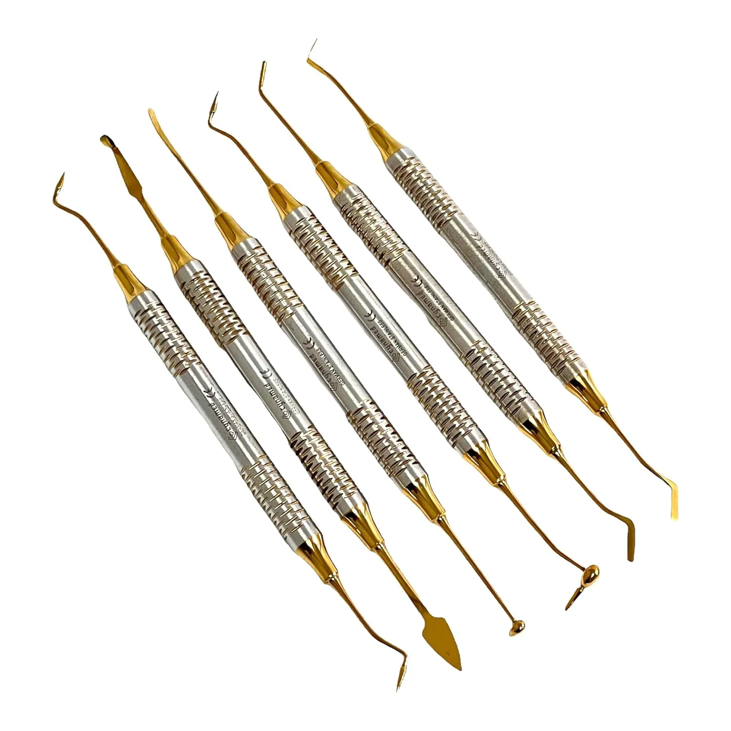 Premium German Dental Composite Non Stick Filling Instruments Kit (6 PCS Titanium Gold) Glass ionomer-Cynamed (Composite Filling Set of 6 (Gold))