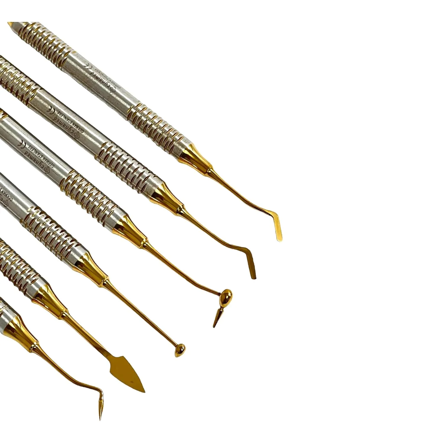 Premium German Dental Composite Non Stick Filling Instruments Kit (6 PCS Titanium Gold) Glass ionomer-Cynamed (Composite Filling Set of 6 (Gold))