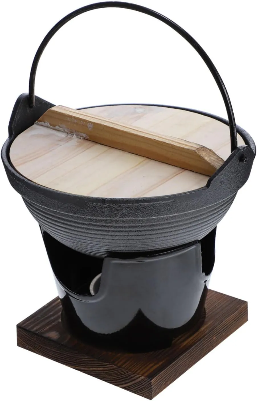 PRETYZOOM 1Set Cooking Pot with Stove and Supporting Plate Japanese Cast Sukiyaki Pot for Outdoor Camping Hiking and Picnics Lightweight Portable Cookware
