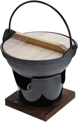 PRETYZOOM 1Set Cooking Pot with Stove and Supporting Plate Japanese Cast Sukiyaki Pot for Outdoor Camping Hiking and Picnics Lightweight Portable Cookware
