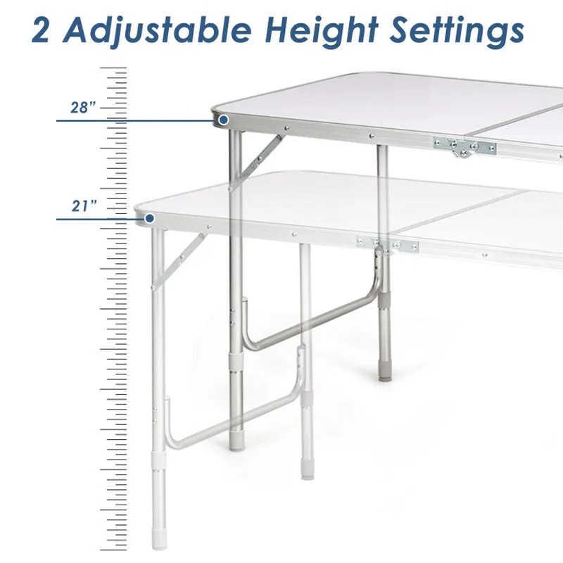 Professional title: ```Blue Height Adjustable Folding Camping Table```
