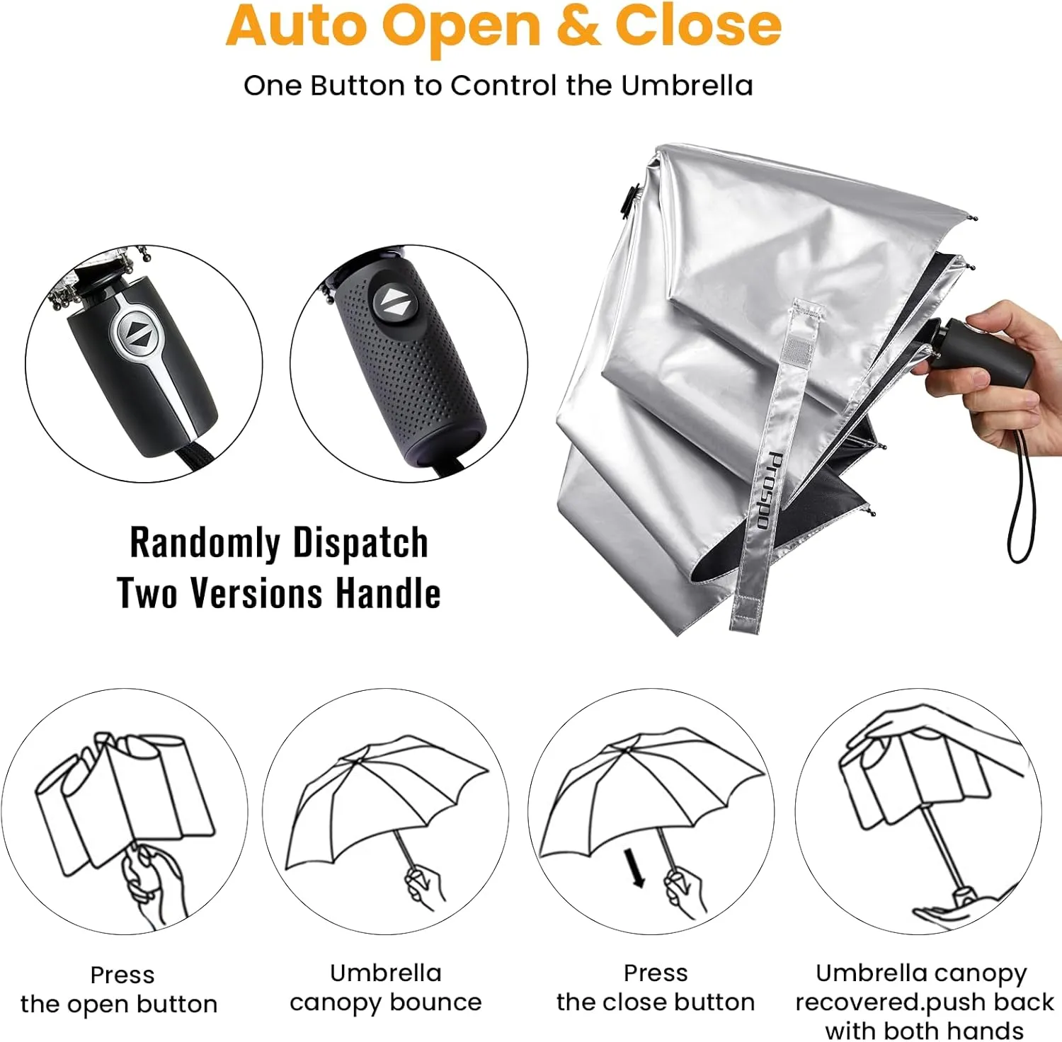 Prospo UPF 50  UV Protection Umbrella for Sun & Rain, Large Compact Travel Umbrella Windproof, 46 Inch Auto Open Close Sun Blocking for Women Men