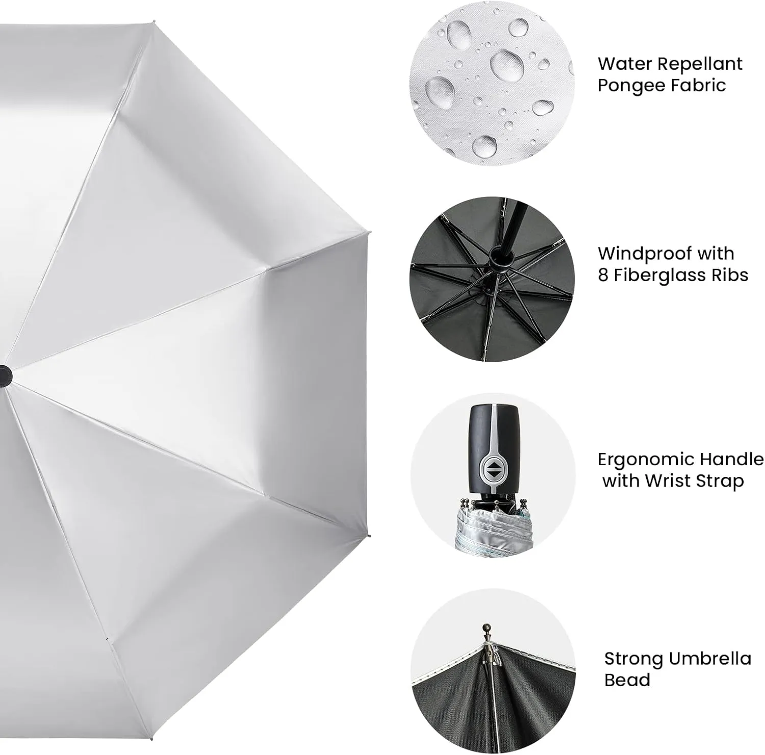 Prospo UPF 50  UV Protection Umbrella for Sun & Rain, Large Compact Travel Umbrella Windproof, 46 Inch Auto Open Close Sun Blocking for Women Men