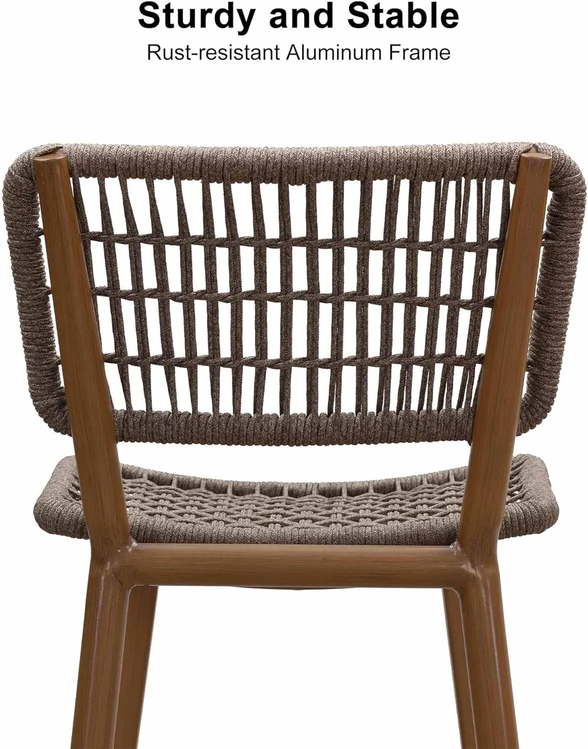 PURPLE LEAF Patio Counter Height Bar Stools Set of 2 Metal Bar Chairs with Back Wicker Woven Stools for Kitchen Island Pool Garden Outdoor Barstools Teak