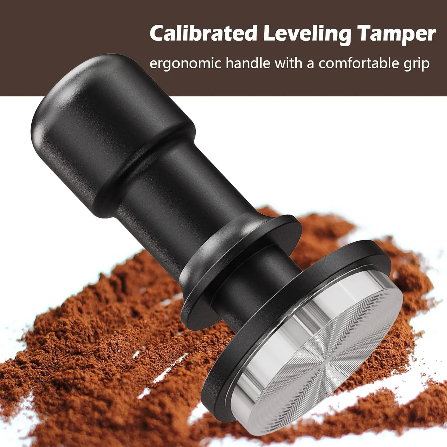 PUSEE 58mm Espresso Coffee Tamper, Premium Calibrated 30lb Stainless Steel Ground Tamper with Spring Loaded for Barista Home Coffee Accessories Upgrade 3.0