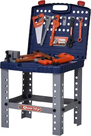 Qaba 68 Pcs Kids Tool Bench, Foldable Pretend Workbench Toy Tool Set, Power Tools Workshop with Electric Drill for Toddler 3 to 6 Years Old