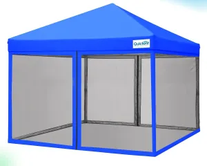 Quictent 10'x10' Easy Pop up Canopy Tent with Netting Screened, Outdoor Instant Portable Gazebo Screen House Room Tent -Fully Sealed, Waterproof & Roller Bag Included (Royal Blue)