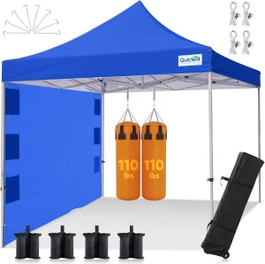 Quictent 10x10 Heavy Duty Pop up Canopy Tent, Commercial Grade Instant Shelter with Wheeled Bag for Outdoor, Beach, Parties, Markets, 500D Silver Coated UPF 50  Sun Shield