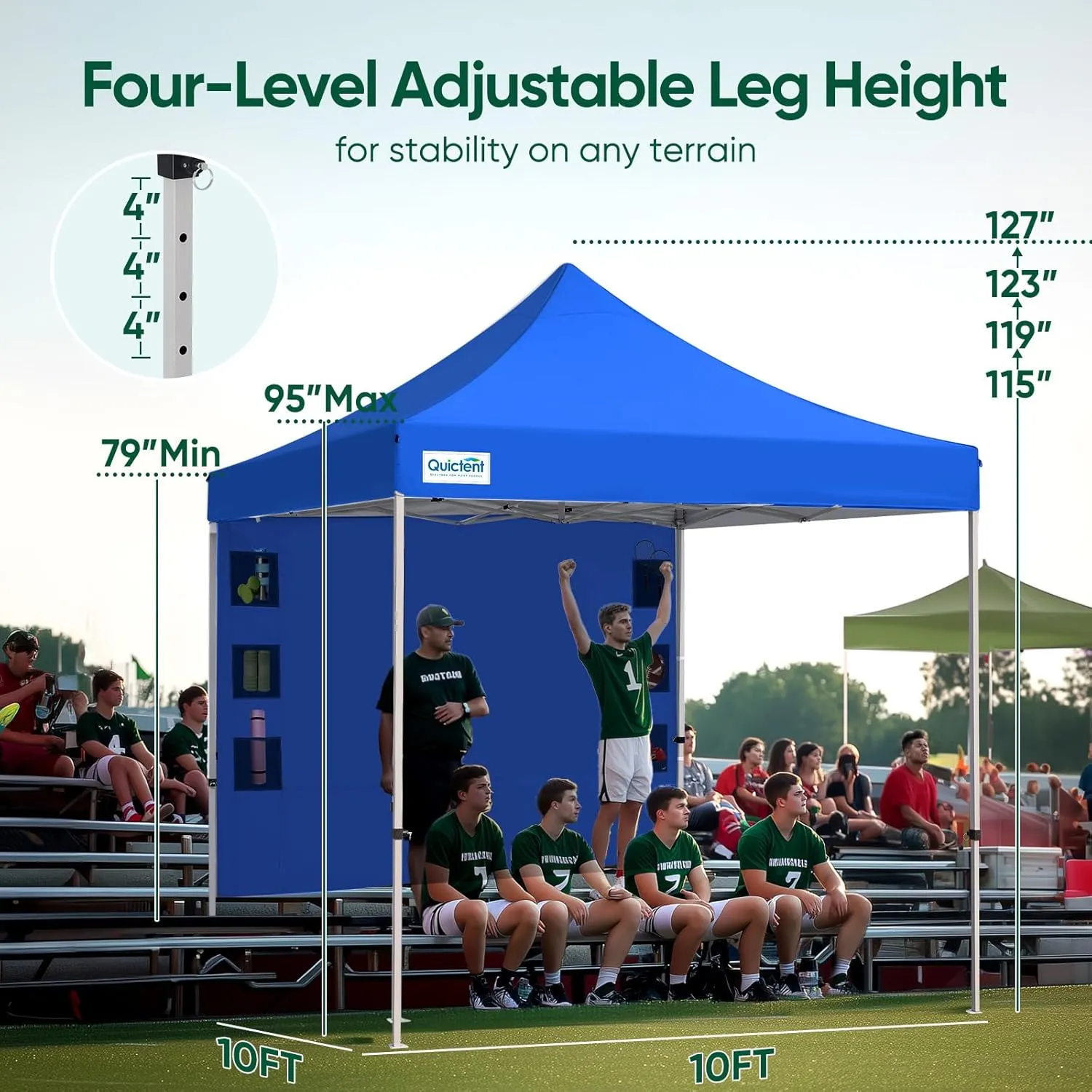 Quictent 10x10 Heavy Duty Pop up Canopy Tent, Commercial Grade Instant Shelter with Wheeled Bag for Outdoor, Beach, Parties, Markets, 500D Silver Coated UPF 50  Sun Shield