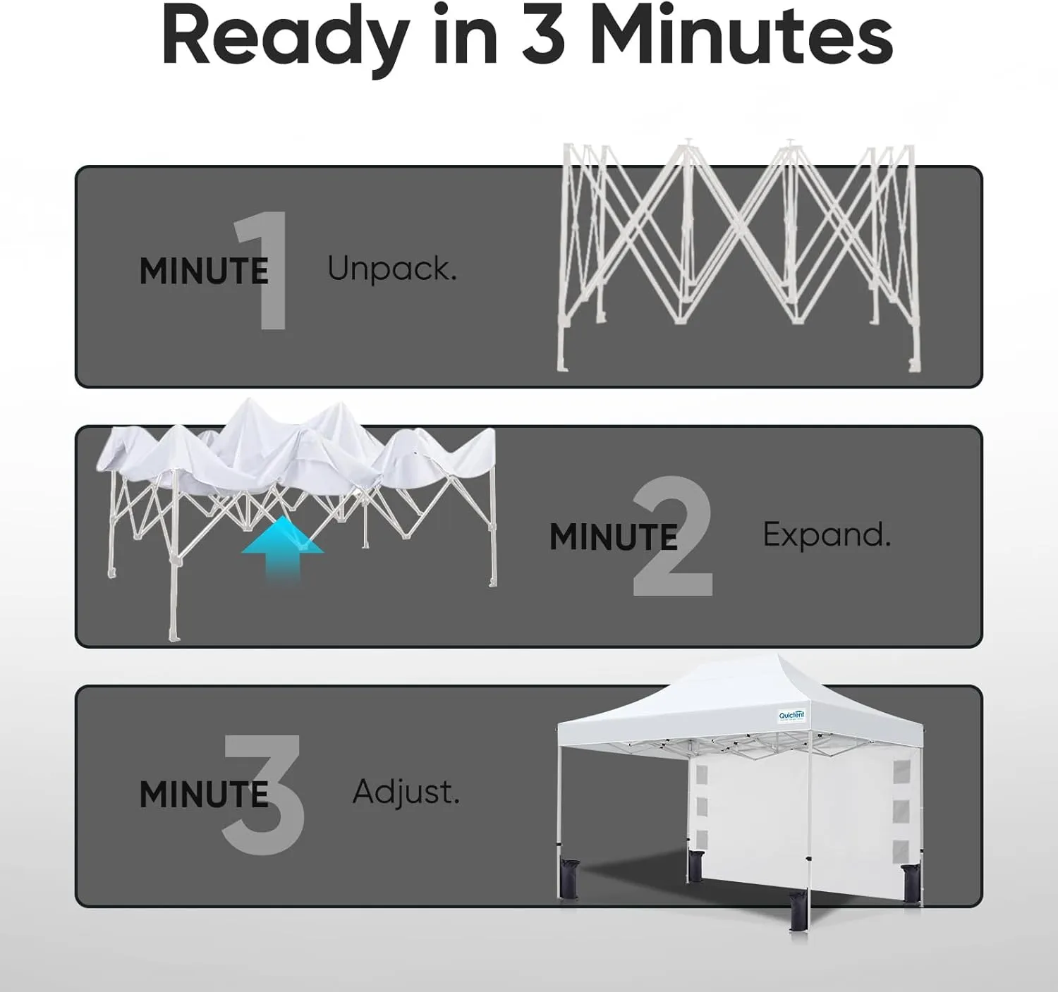 Quictent 10x15 Heavy Duty Pop up Canopy Tent, Commercial Grade Instant Shelter with Wheeled Bag for Outdoor, Beach, Parties, Markets, 500D Silver Coated UPF 50  Sun Shield