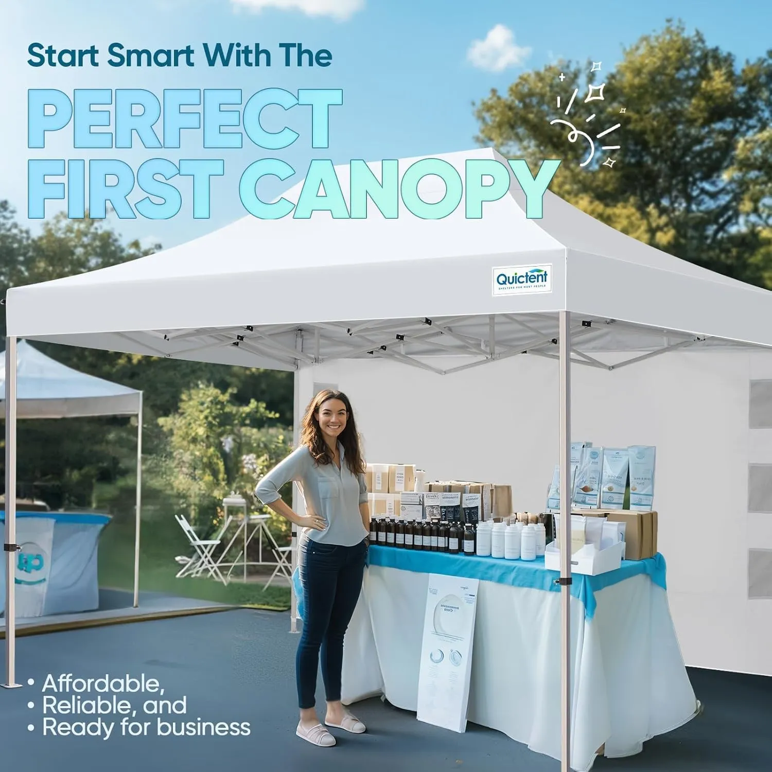 Quictent 10x15 Heavy Duty Pop up Canopy Tent, Commercial Grade Instant Shelter with Wheeled Bag for Outdoor, Beach, Parties, Markets, 500D Silver Coated UPF 50  Sun Shield