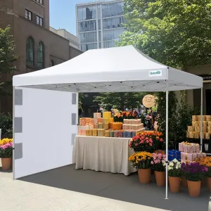 Quictent 10x15 Heavy Duty Pop up Canopy Tent, Commercial Grade Instant Shelter with Wheeled Bag for Outdoor, Beach, Parties, Markets, 500D Silver Coated UPF 50  Sun Shield