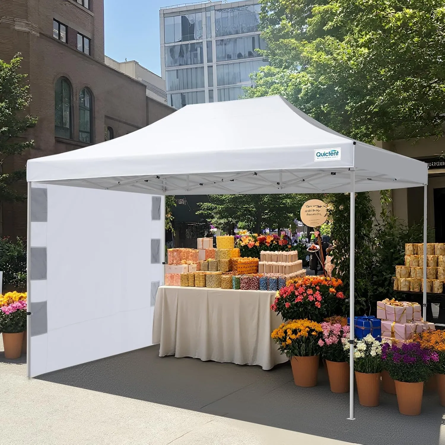 Quictent 10x15 Heavy Duty Pop up Canopy Tent, Commercial Grade Instant Shelter with Wheeled Bag for Outdoor, Beach, Parties, Markets, 500D Silver Coated UPF 50  Sun Shield